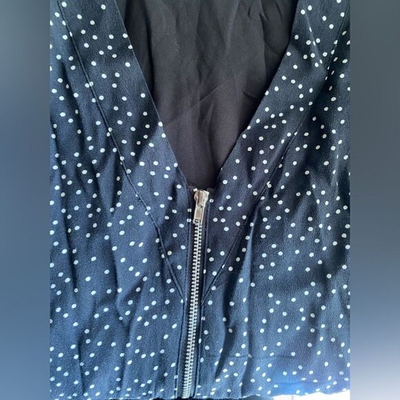 Madewell Zip Back Polka Dot Shift Mini Dress Black White Size 6 Zipper Back - Picture 12 of 15